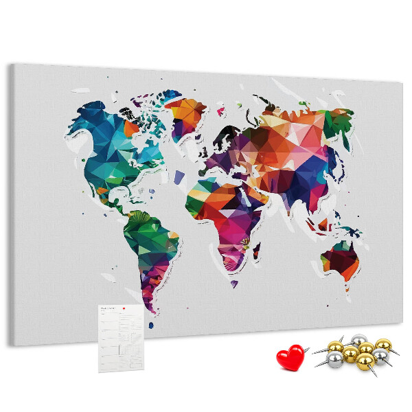Cork display board Triangle world map
