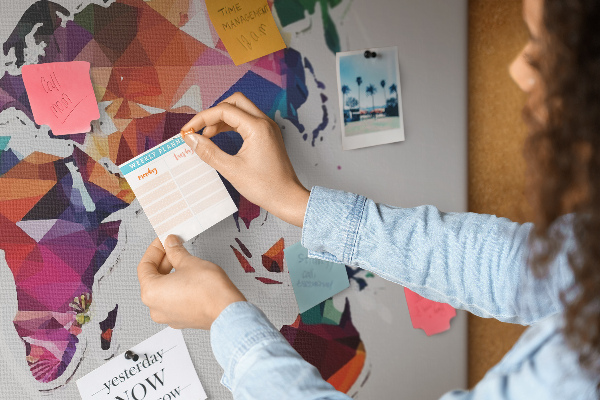 Cork display board Triangle world map