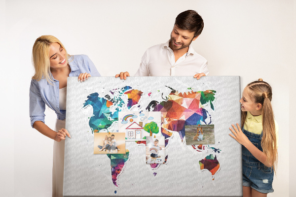 Cork display board Triangle world map
