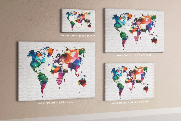Cork display board Triangle world map
