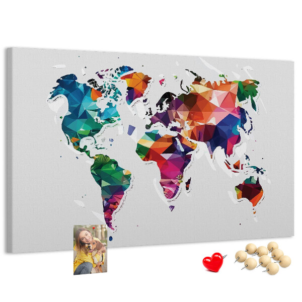 Cork display board Triangle world map