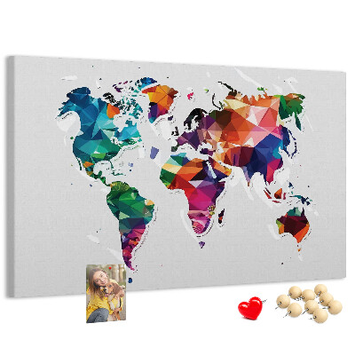 Cork display board Triangle world map
