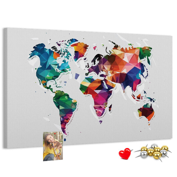 Cork display board Triangle world map