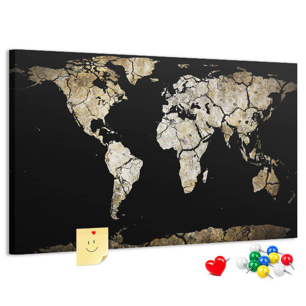 Cork memo board Drought world map