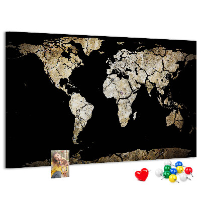 Cork memo board Drought world map