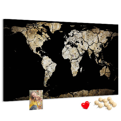 Cork memo board Drought world map