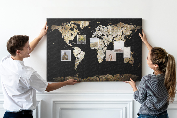 Cork memo board Drought world map