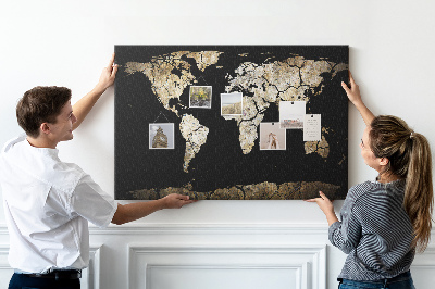 Cork memo board Drought world map