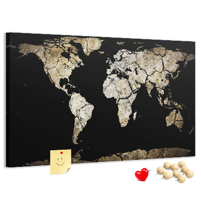 Cork memo board Drought world map