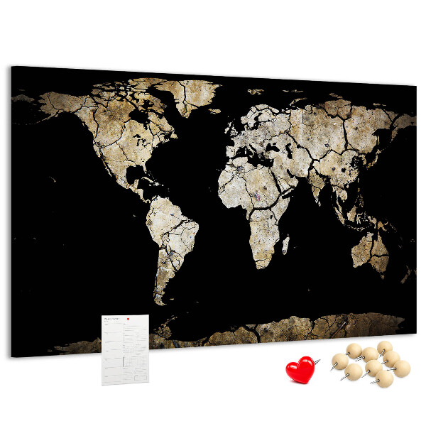 Cork memo board Drought world map