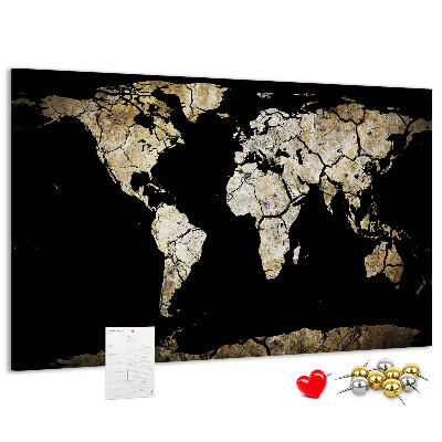 Cork memo board Drought world map