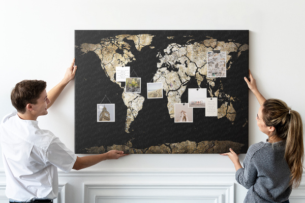 Cork memo board Drought world map