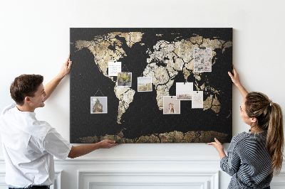 Cork memo board Drought world map