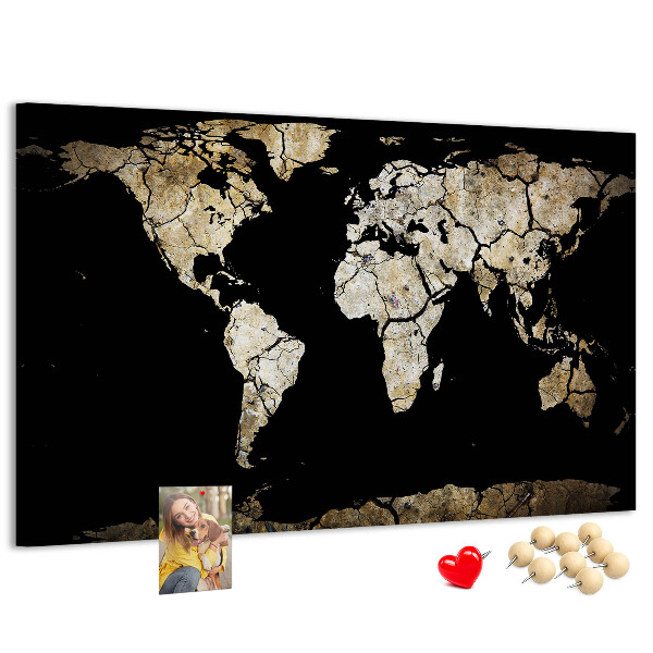 Cork memo board Drought world map