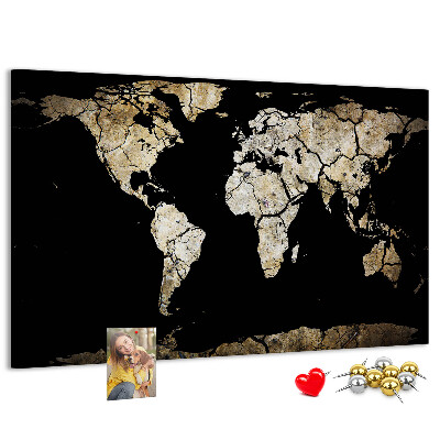 Cork memo board Drought world map