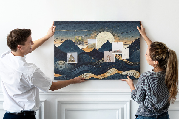 Cork memo board Sunset landscape