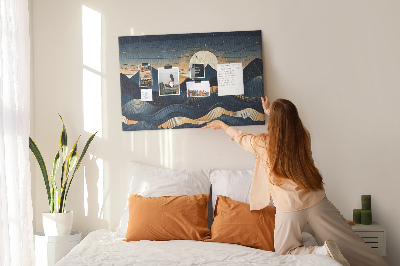 Cork memo board Sunset landscape