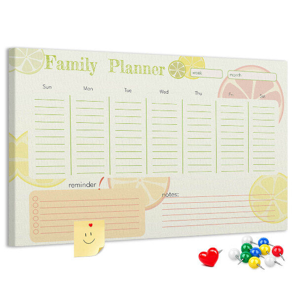 Cork memo board Family planner