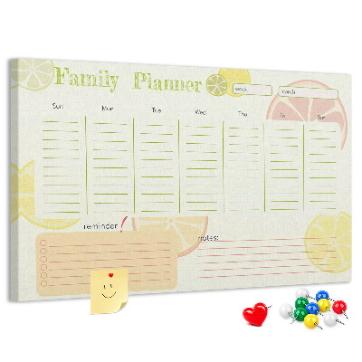 Cork memo board Family planner