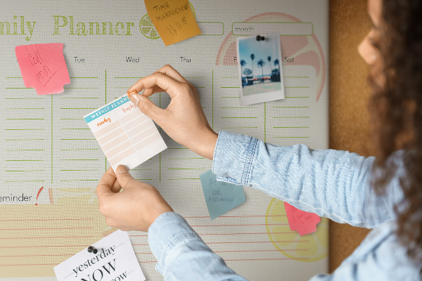 Cork memo board Family planner