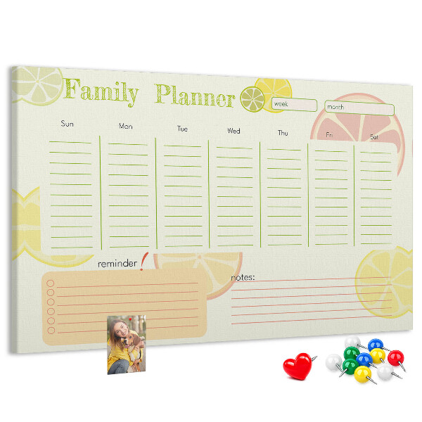 Cork memo board Family planner