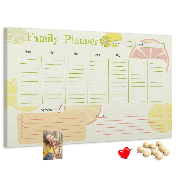 Cork memo board Family planner