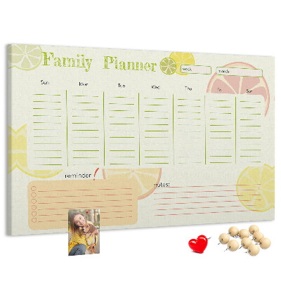 Cork memo board Family planner