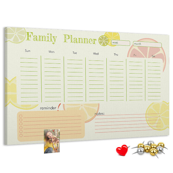 Cork memo board Family planner