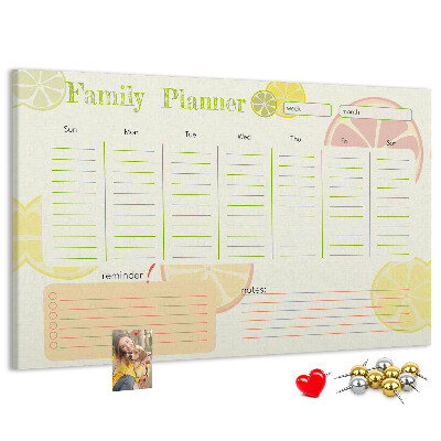 Cork memo board Family planner