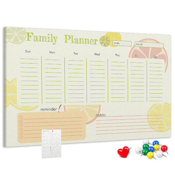 Cork memo board Family planner