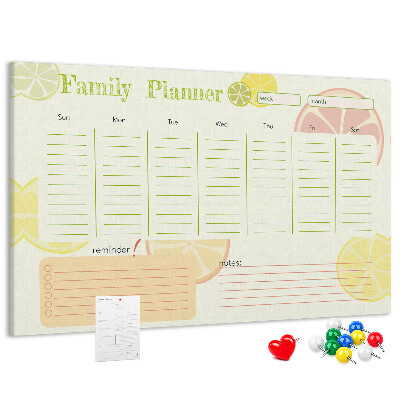 Cork memo board Family planner