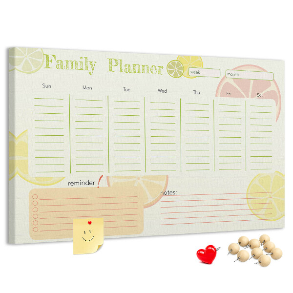 Cork memo board Family planner
