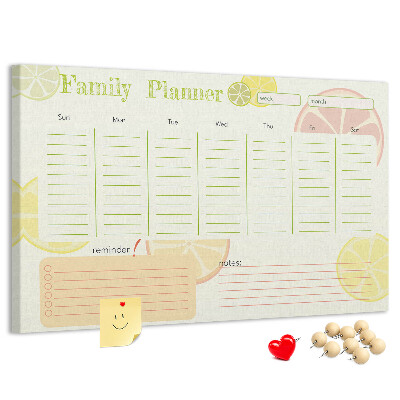 Cork memo board Family planner