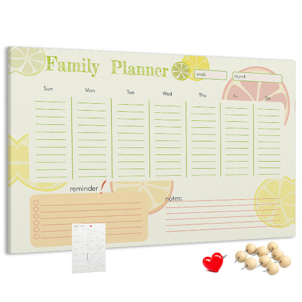 Cork memo board Family planner