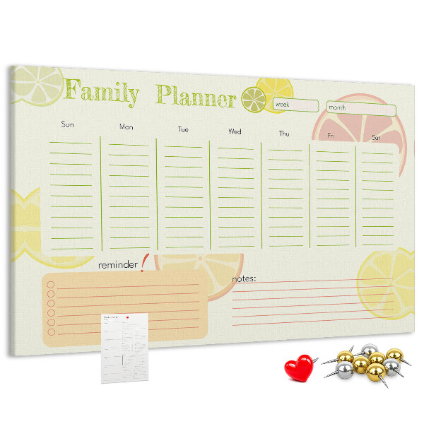 Cork memo board Family planner