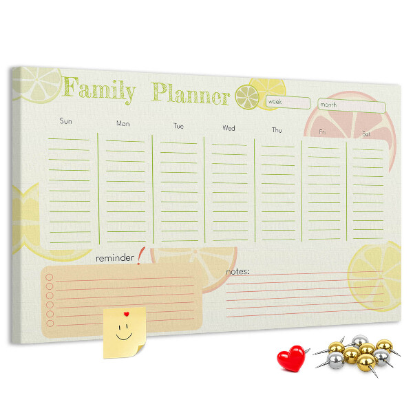 Cork memo board Family planner