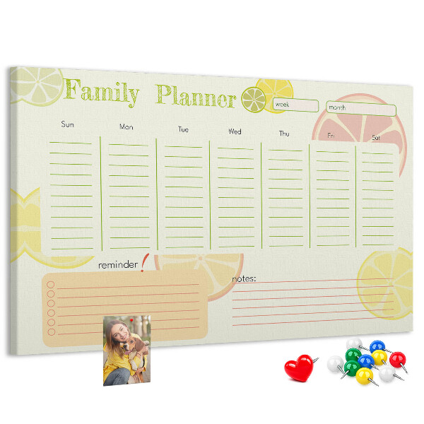 Cork memo board Family planner