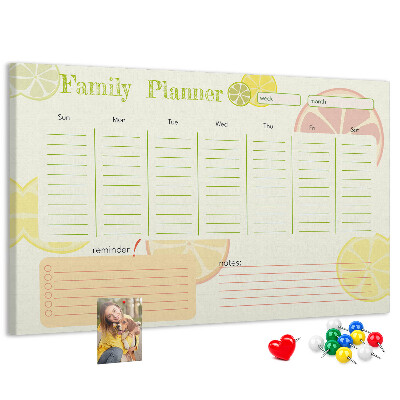 Cork memo board Family planner