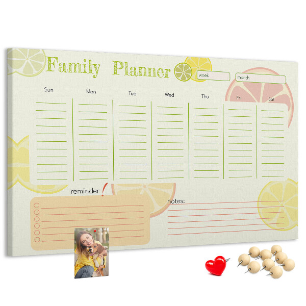 Cork memo board Family planner