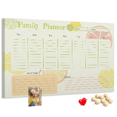 Cork memo board Family planner