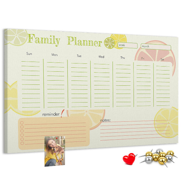 Cork memo board Family planner