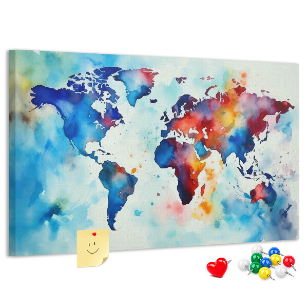 Cork memo board Painted map