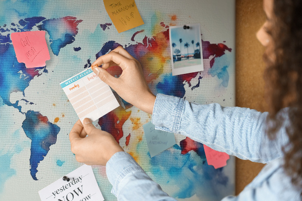 Cork memo board Painted map