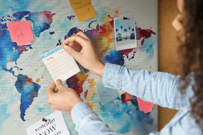 Cork memo board Painted map