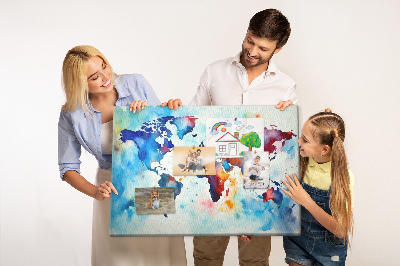 Cork memo board Painted map