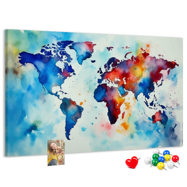 Cork memo board Painted map
