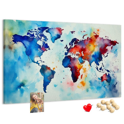 Cork memo board Painted map