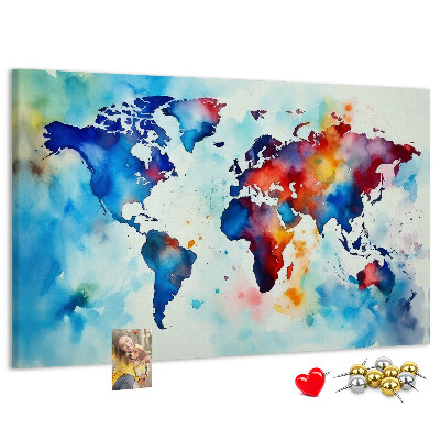 Cork memo board Painted map