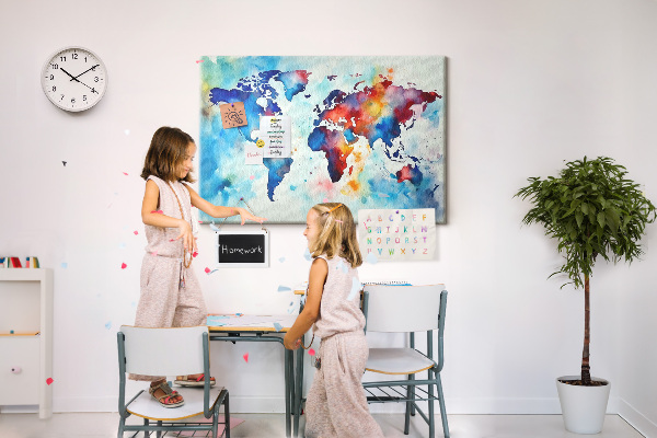 Cork memo board Painted map