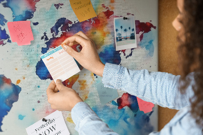 Cork memo board Painted map